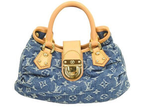 Louis Vuitton Monogram Denim Pleaty Handbag Bag Blue